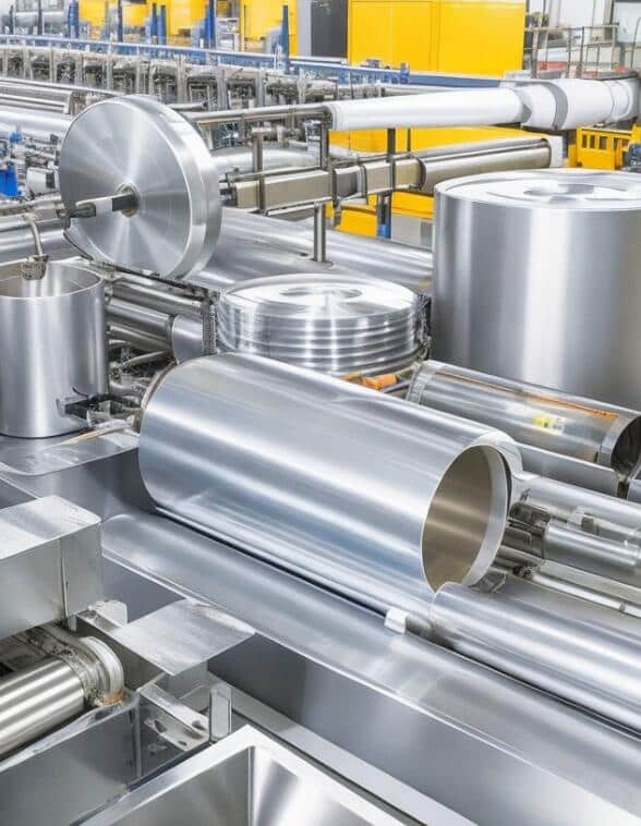 Aluminium foil containers and Aluminium foil rollswith their production machines