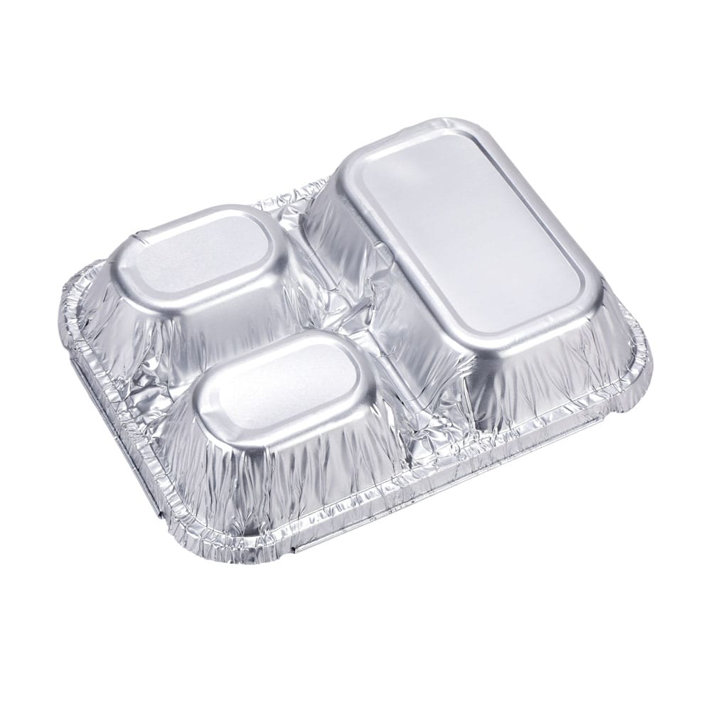 Three compartment aluminum food container